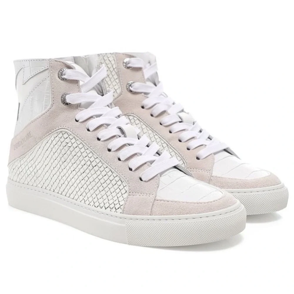 NIB Zadig & Voltaire High Flash Keith Leather High Top Sneakers White Sz 41
